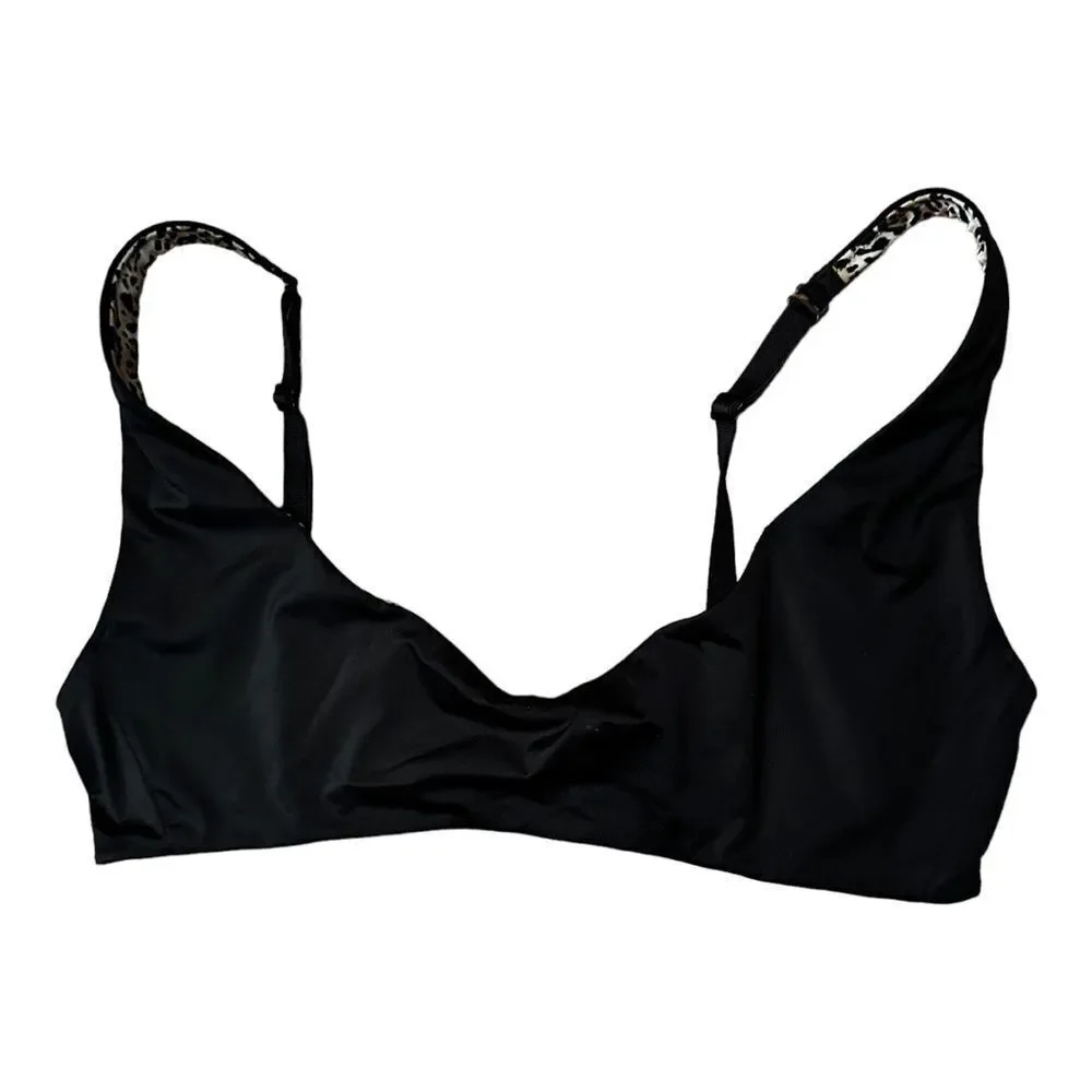 Reversible Black Animal‎ Print Bikini Top